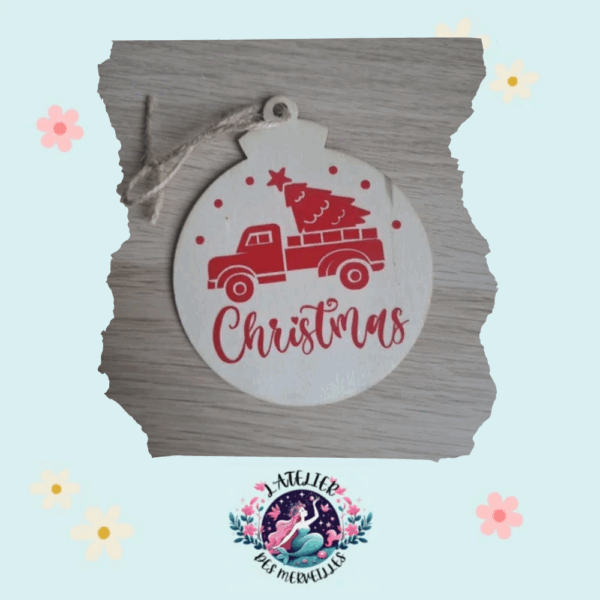 Boule de Noël en bois "Christmas"