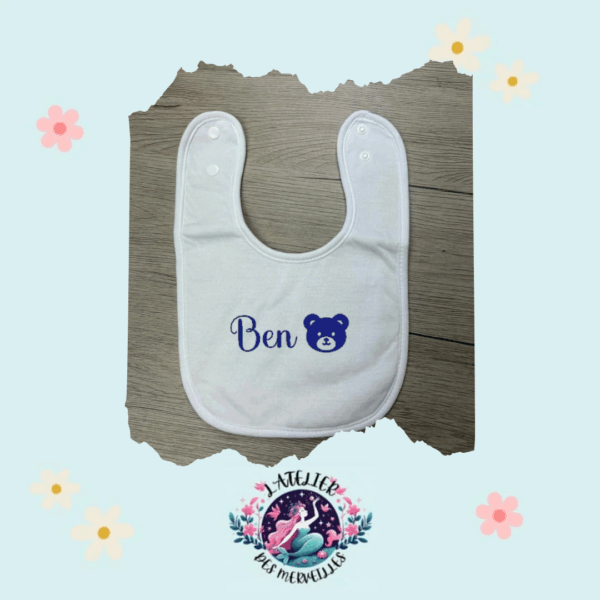 Bavoir Blanc classique Personnalisable