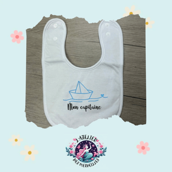 Bavoir blanc "Mon capitaine"