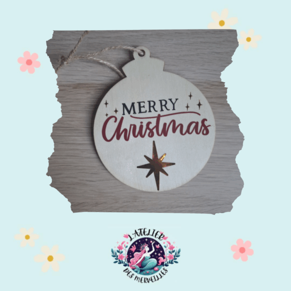 Boule de Noël en bois "Merry Christmas"