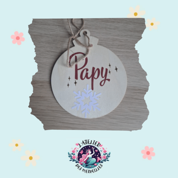 Boule de Noël en bois "Papy"