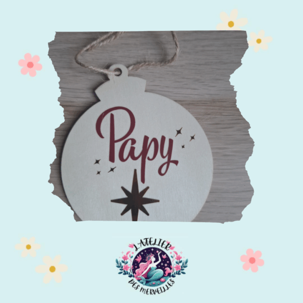 Boule de Noël en bois "Papy"