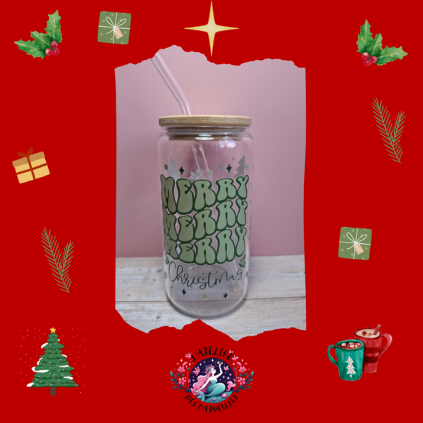 Verre avec paille Noël