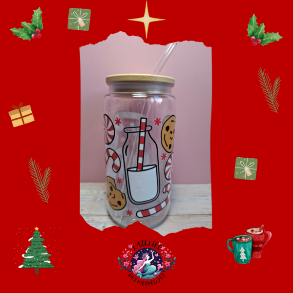 Verre avec paille Noël