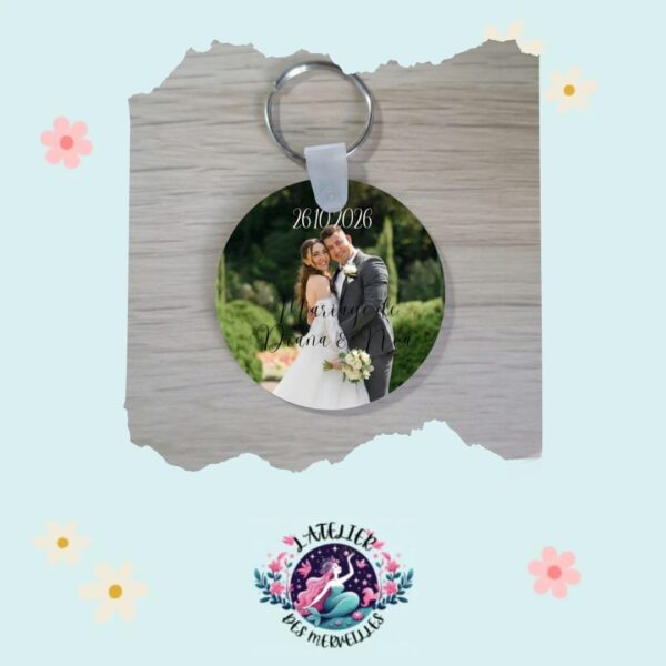 Porte clé souvenir de mariage personnalisable