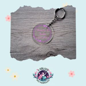 Porte clé acrylique souvenir de bapteme personnalisable