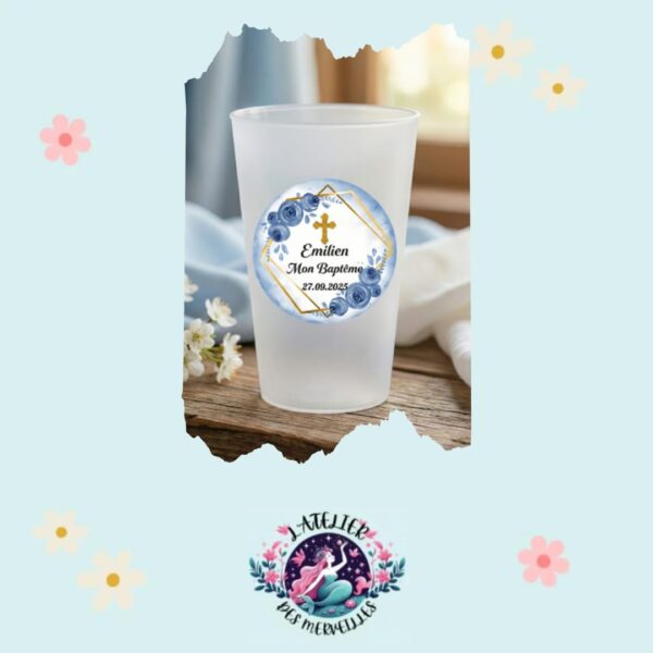 Stickers pour verre de Bapteme personnalisable