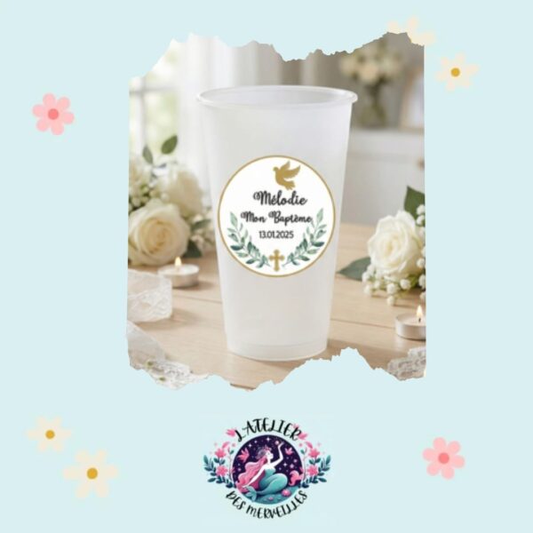 Stickers pour verre de Bapteme personnalisable